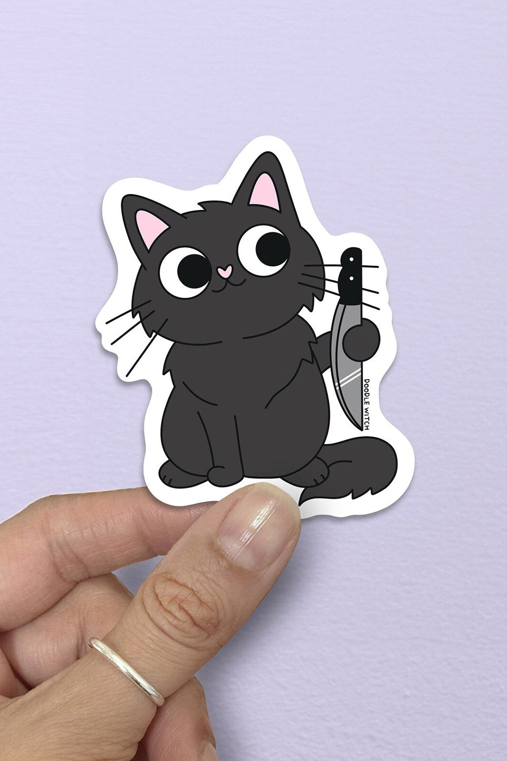 Cat with Sharp Object Sticker