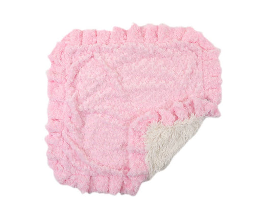 Pink Rosebud with Cream Shag Blanket: Medium