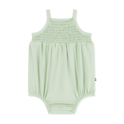 Smocked Bubble Romper in Basil