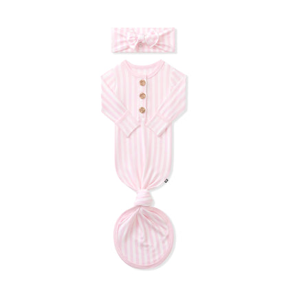 Knotted Gown with Bow Set in Small Sakura Stripe