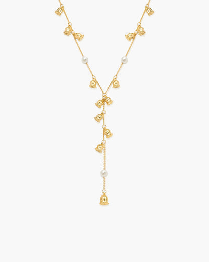 Lily of the Valley Pearl Lariat Necklace