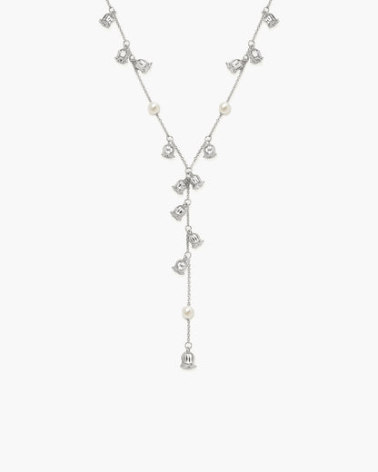 Lily of the Valley Pearl Lariat Necklace