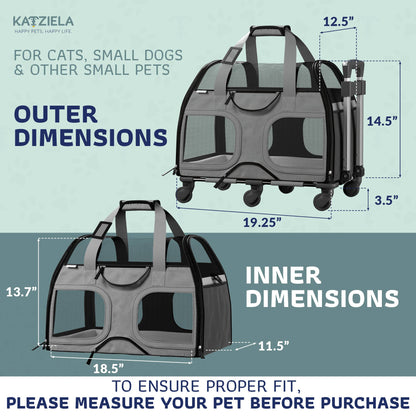 Luxury Rider Pet Carrier with Removable Wheels