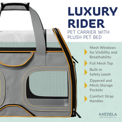 Katziela - Luxury Rider Pet Carrier with Removable Wheels - 4 Colors