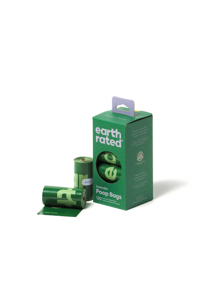 Earth Rated Lavender Poop Bags 120ct on 8 Refill Rolls 12cs