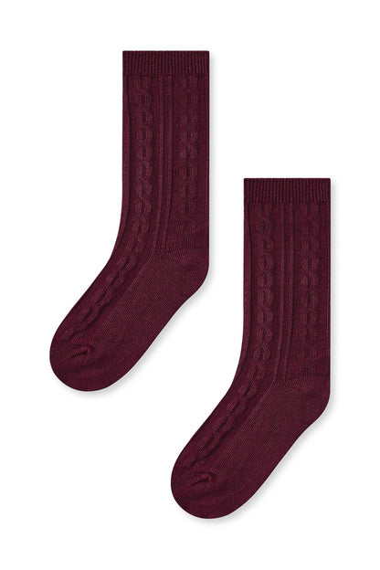 Knee High Socks in Burgundy