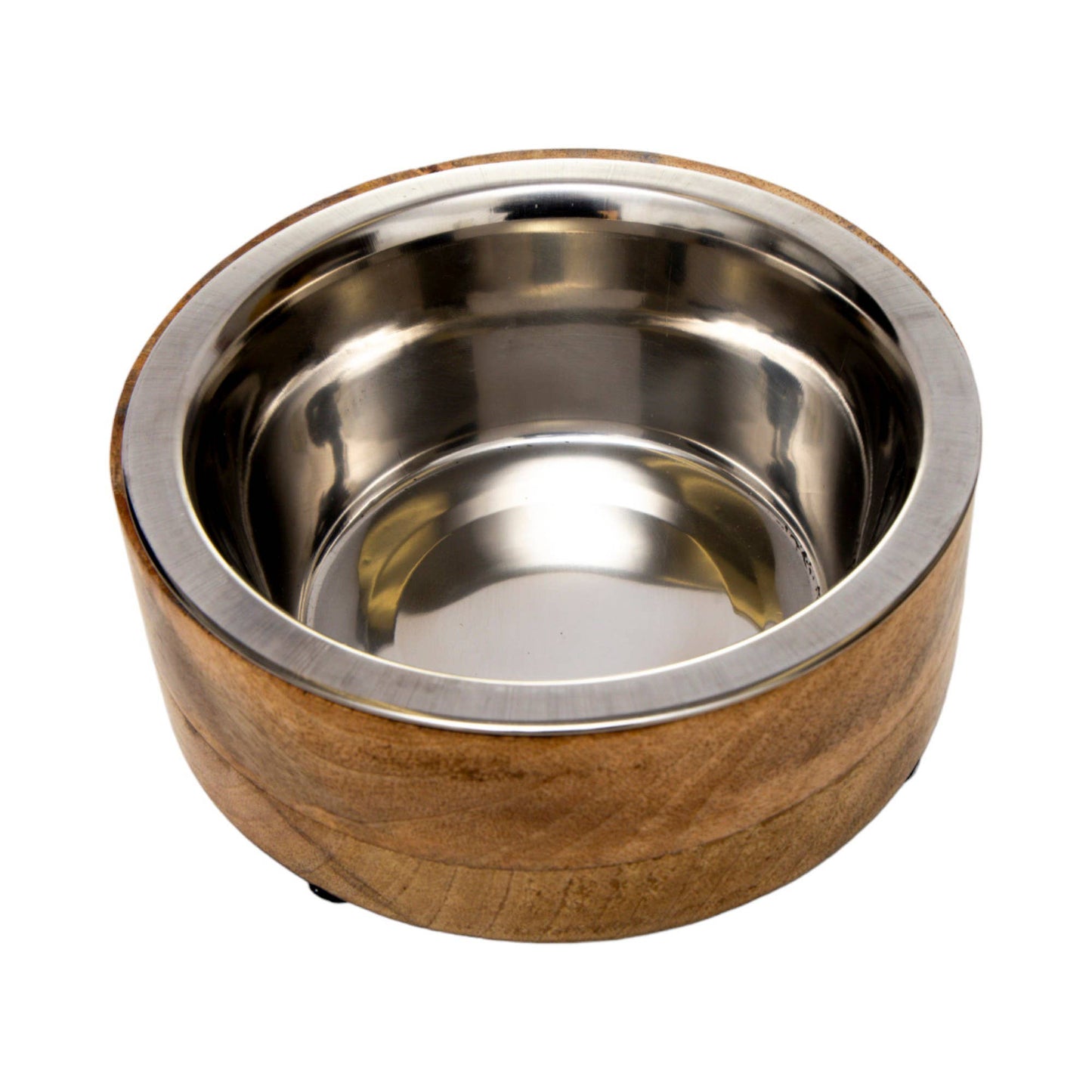 Jojo Modern Pets - Stainless Steel Dog Bowl with Cylindrical Mango Wood Holder