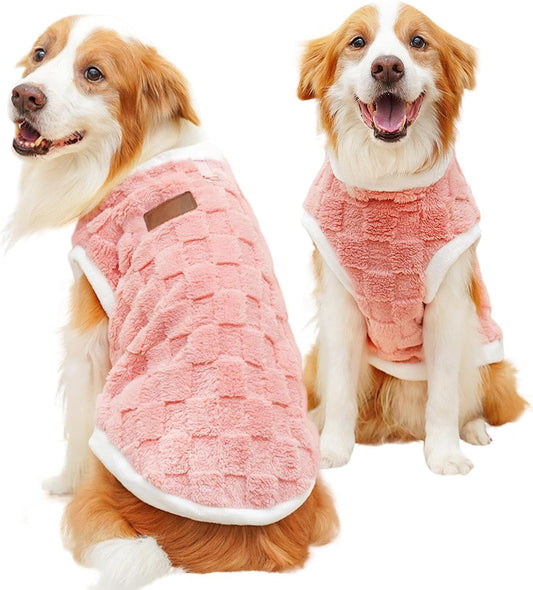 Generic - Plush dog winter coat—warm, cozy vest for medium to large dogs and cats in cold weather (Pink).