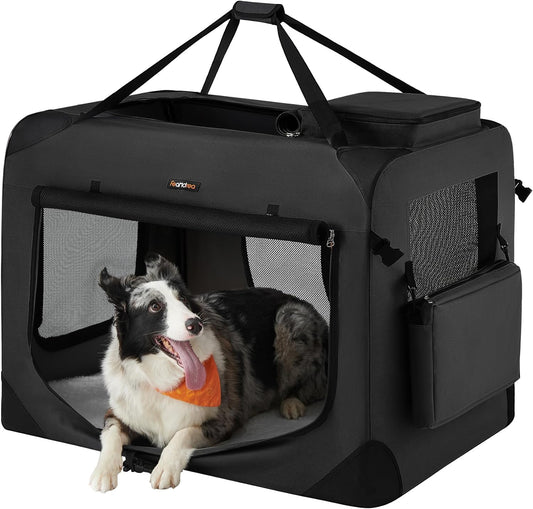 Feandrea - Portable & Collapsible Soft Travel Crate for Dogs, Cats and Rabbits - Black