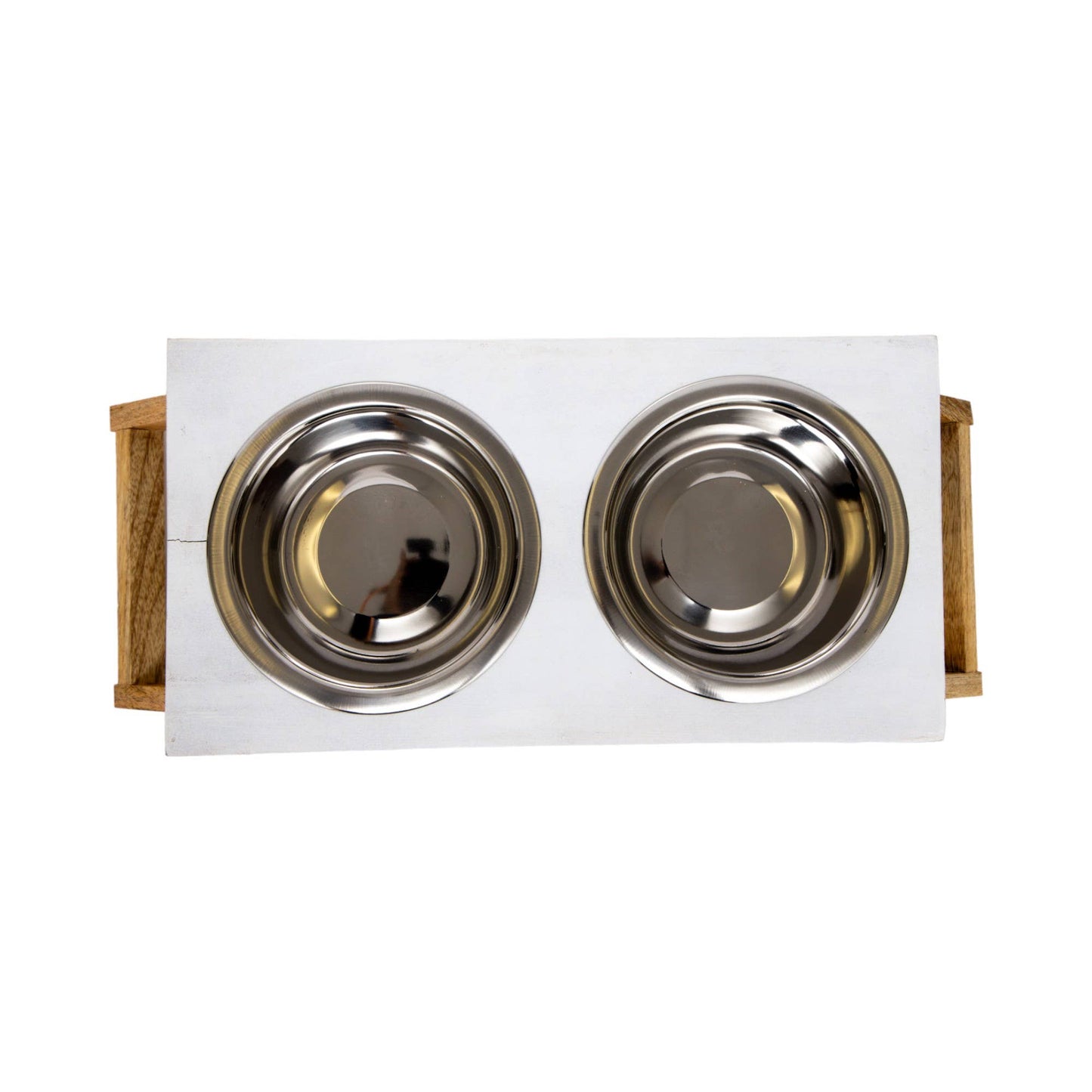 Jojo Modern Pets - Eco-Friendly Elevated Dog Wood Feeder in Distressed White
