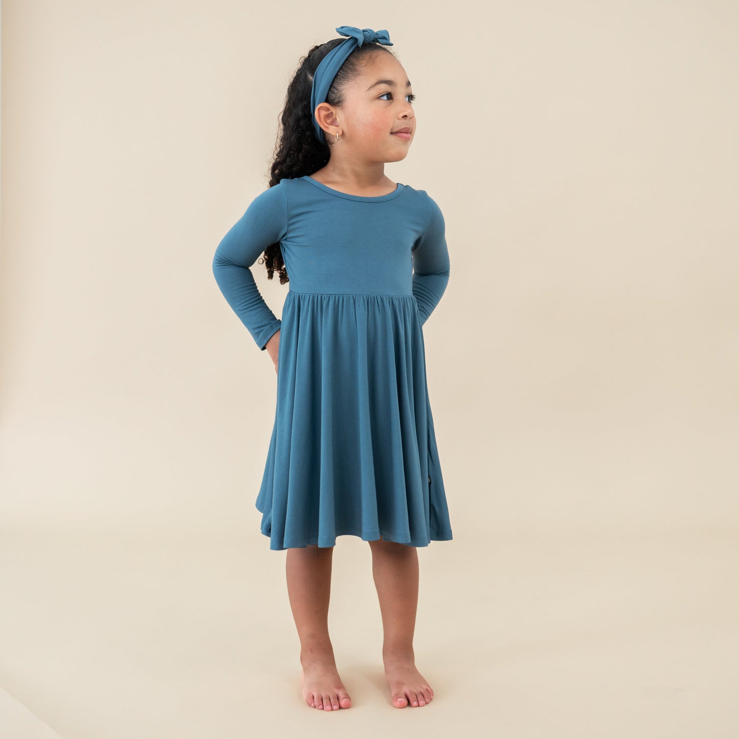 Long Sleeve Twirl Dress in Atlantic