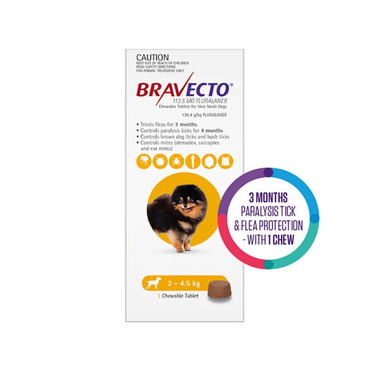 Bravecto - For Toy Dogs 2-4.5Kg (Yellow)