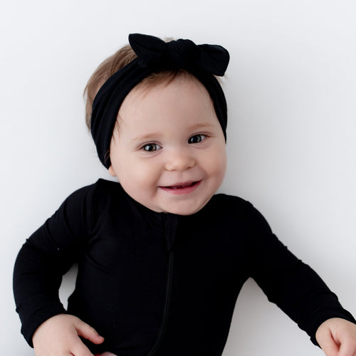 Knotted Bow Headband in Midnight