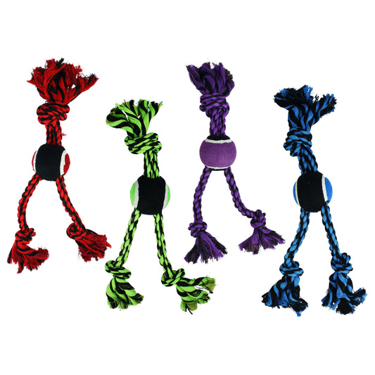 Multipet Nuts for Knots 3-Knot Rope with Tennis Ball Toy