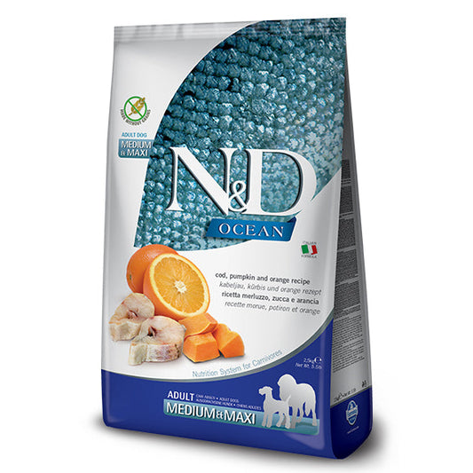 Farmina N&D Ocean Cod, Pumpkin, & Orange for Adult Medium and Maxi Breeds Dry Dog Food