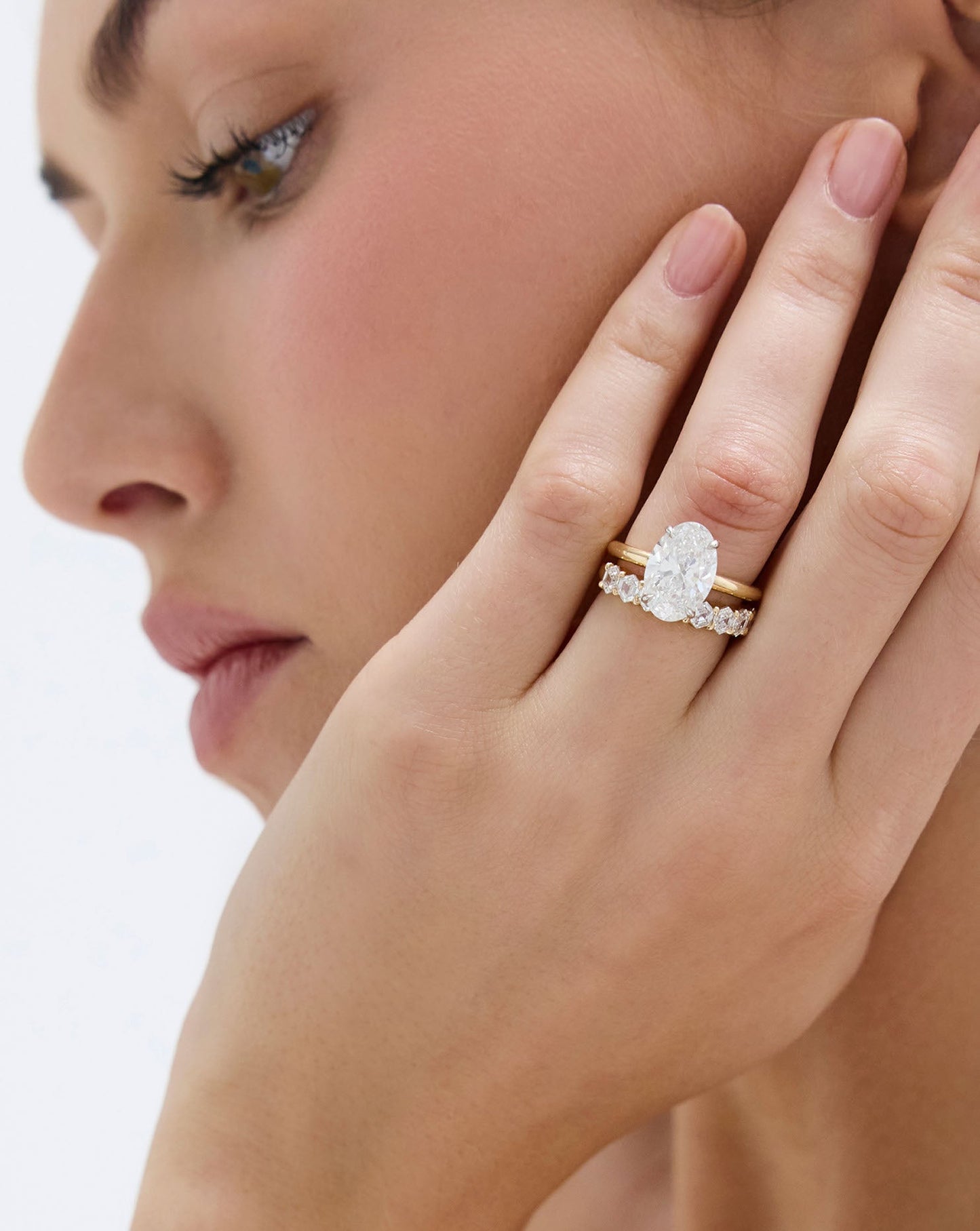 3.85 Oval Lab Diamond in Cloud Solitaire