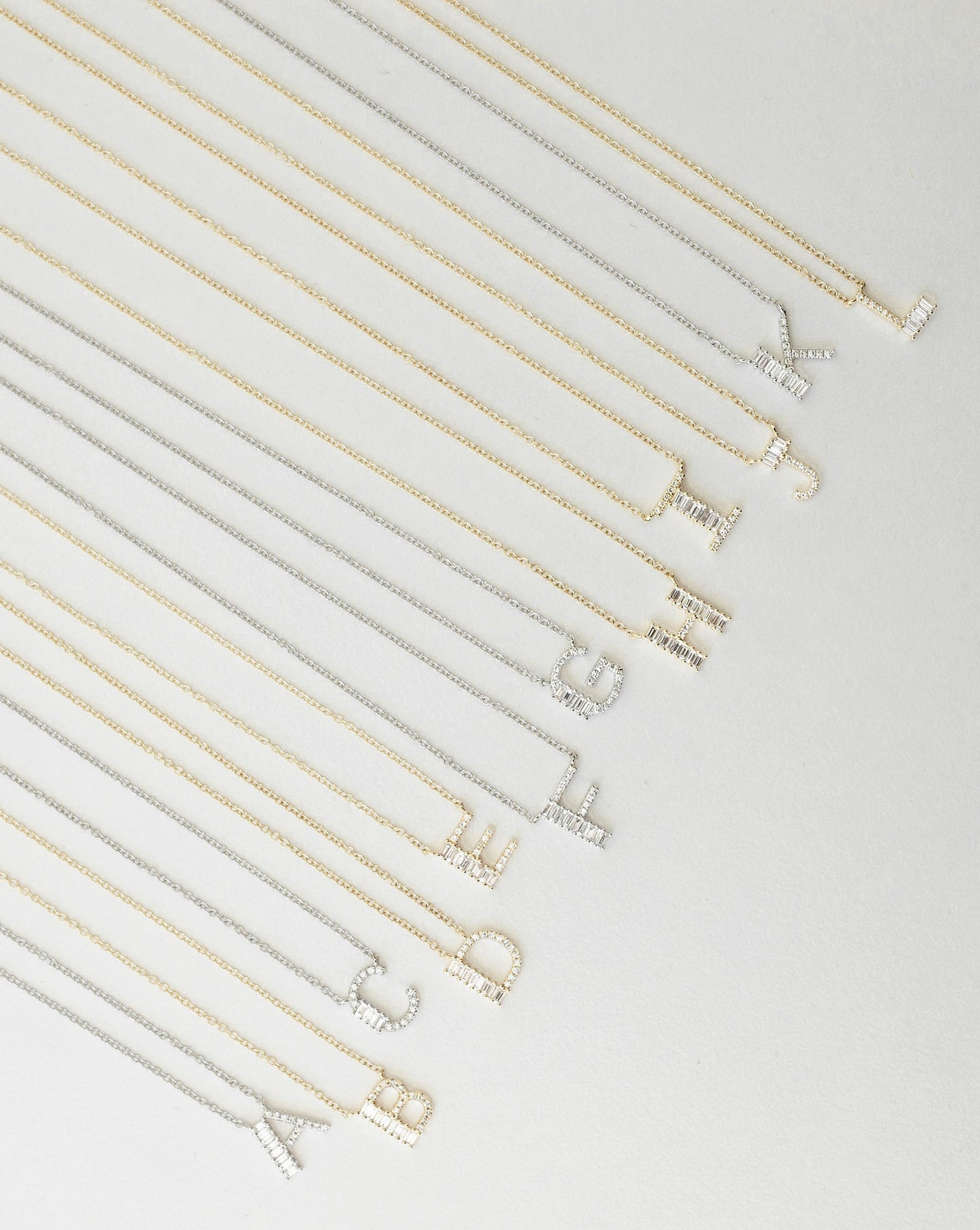 Baguette + Pavé Initial Necklace