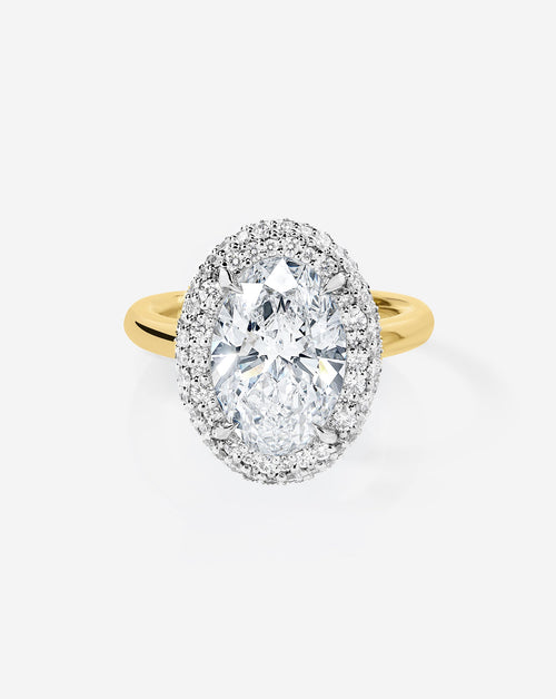 3.10 Oval Lab Diamond in Cloud Bezel with Pavé Halo