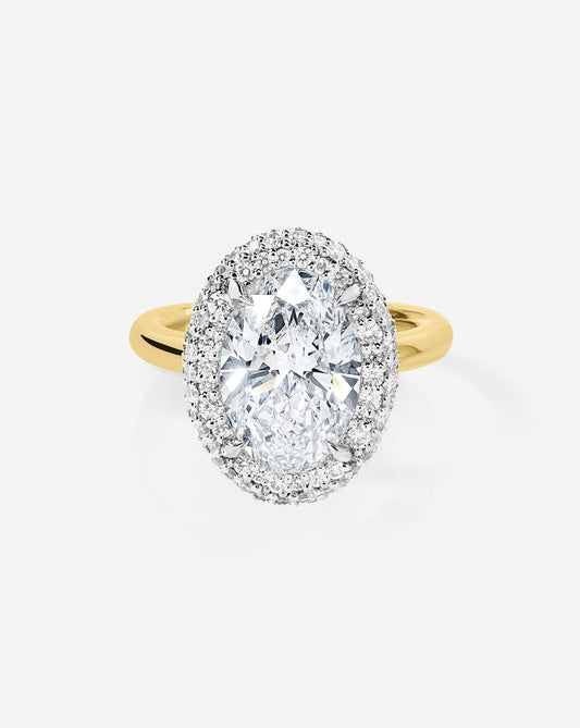 3.10 Oval Lab Diamond in Cloud Bezel with Pavé Halo