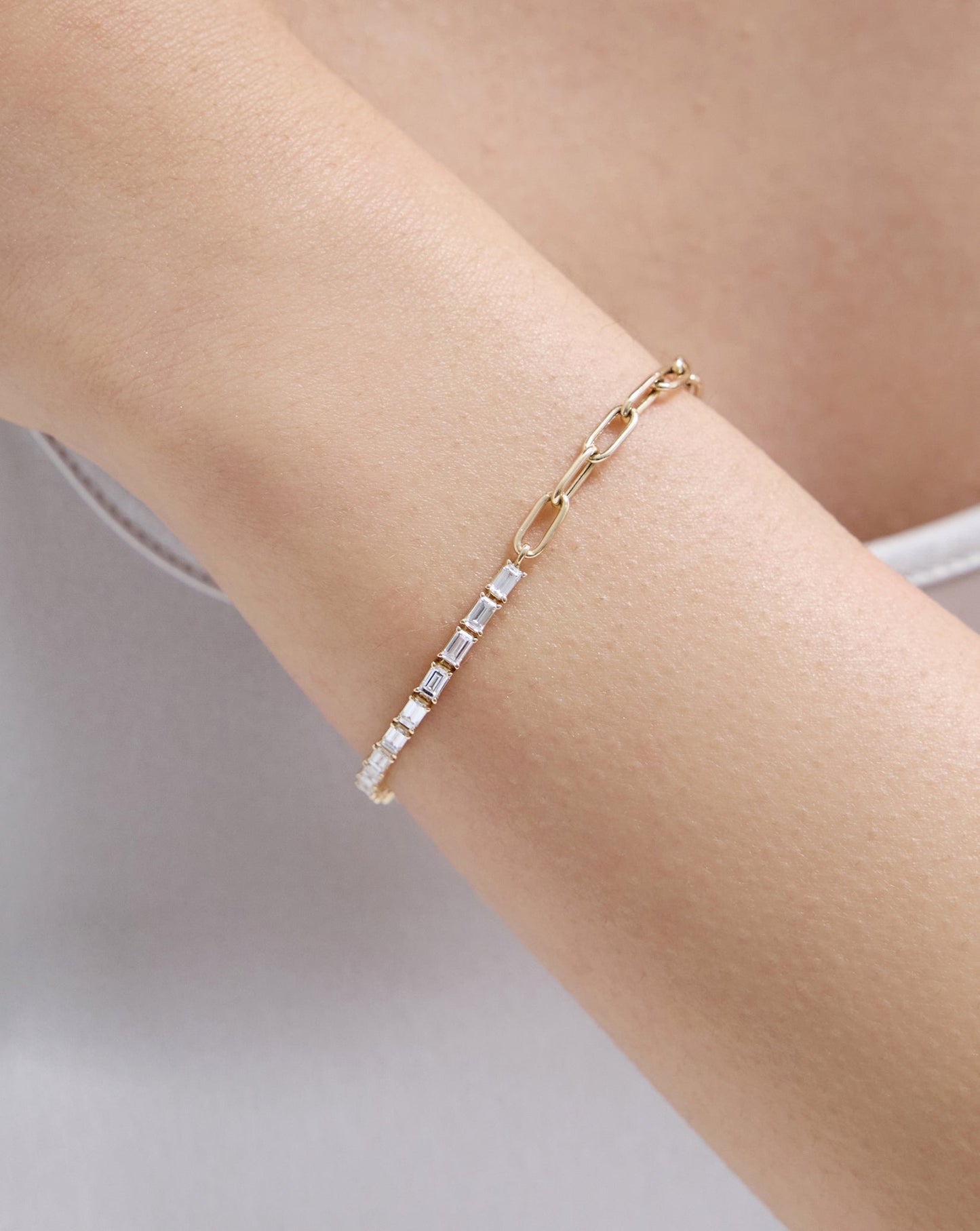 Baguette Lab Diamond Tennis Chain Bracelet