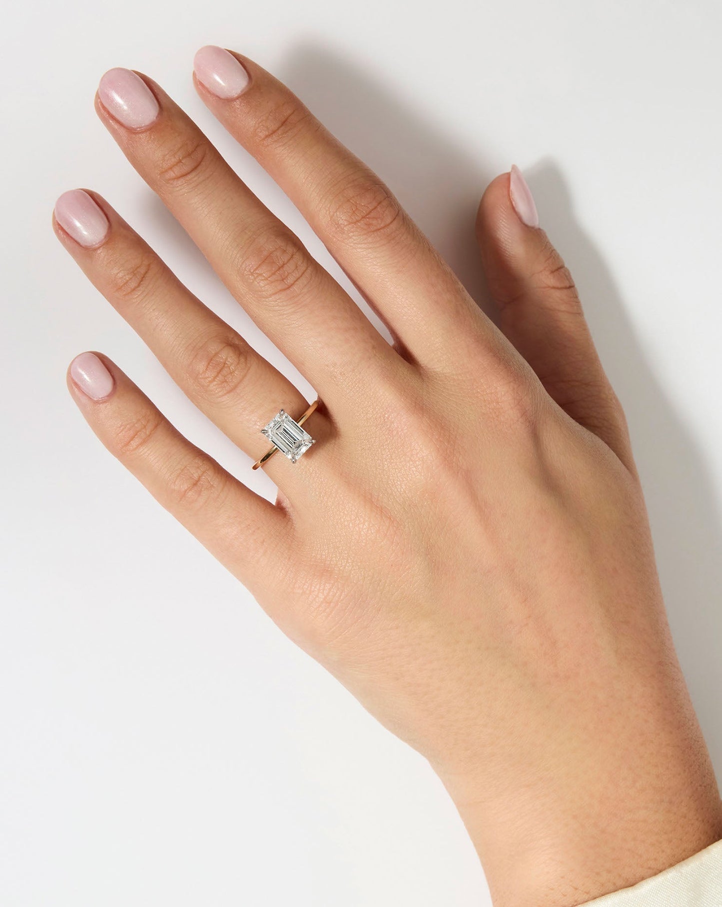 3.00 Emerald Lab Diamond in Whisper Thin® Hidden Halo