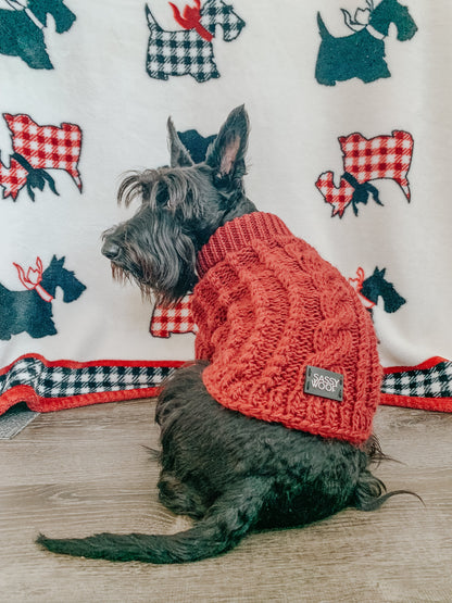 Pet Cable Knit Sweater - Red