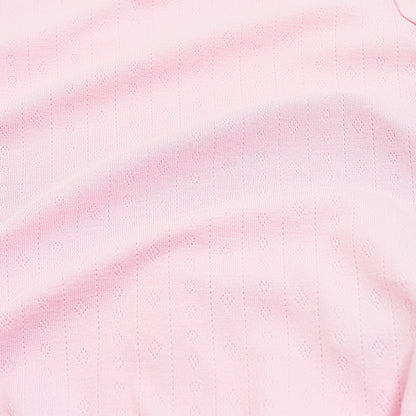 Pointelle Zippered Footie in Sakura