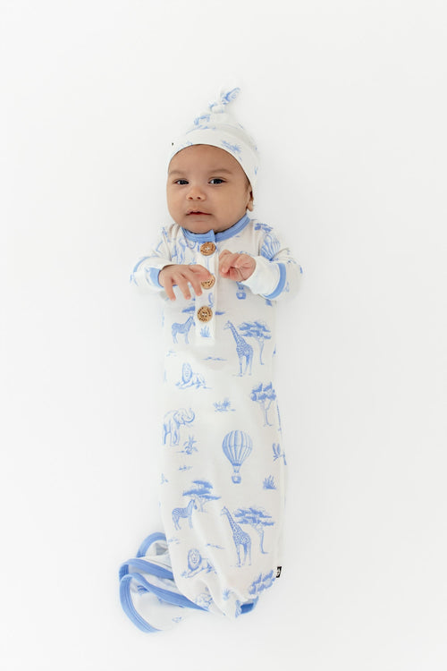 Knotted Gown with Hat Set in Toile Safari