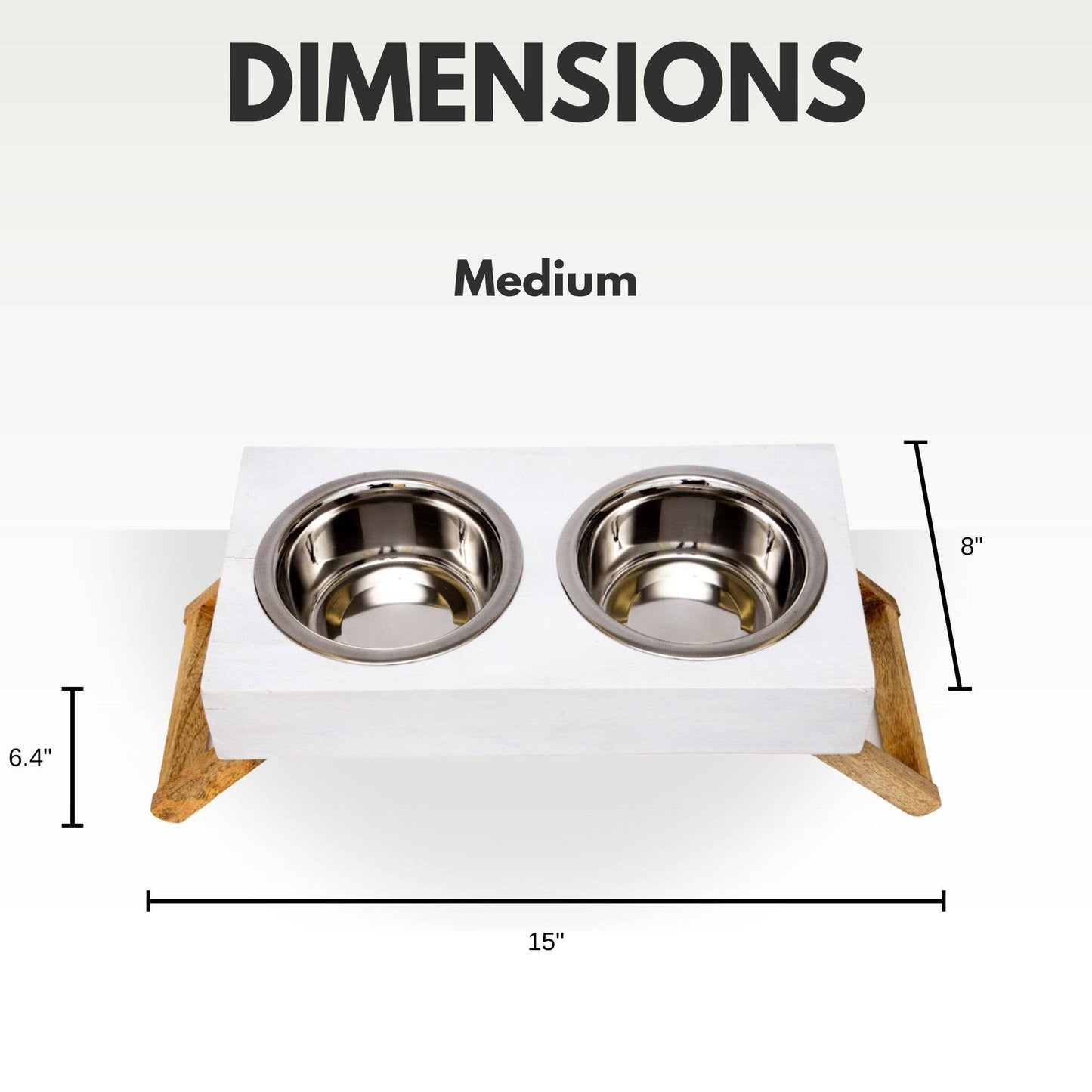 Jojo Modern Pets - Eco-Friendly Elevated Dog Wood Feeder in Distressed White