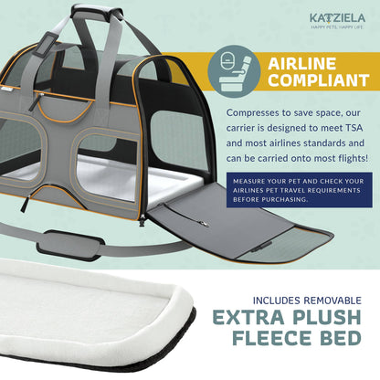 Katziela - Luxury Rider Pet Carrier with Removable Wheels - 4 Colors