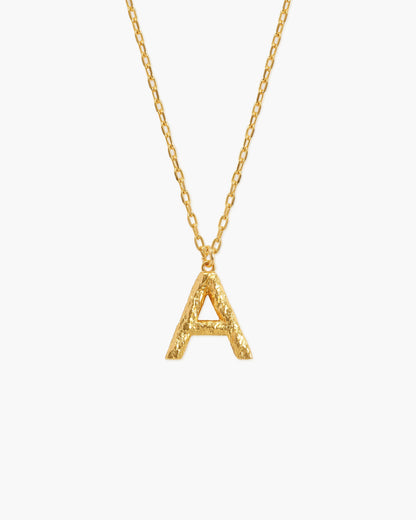 Textured Initial Letter Necklace
