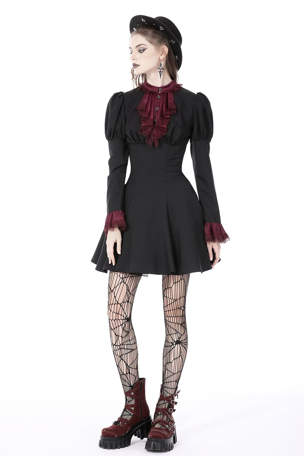 Autumnal Goth Ruffle Dress
