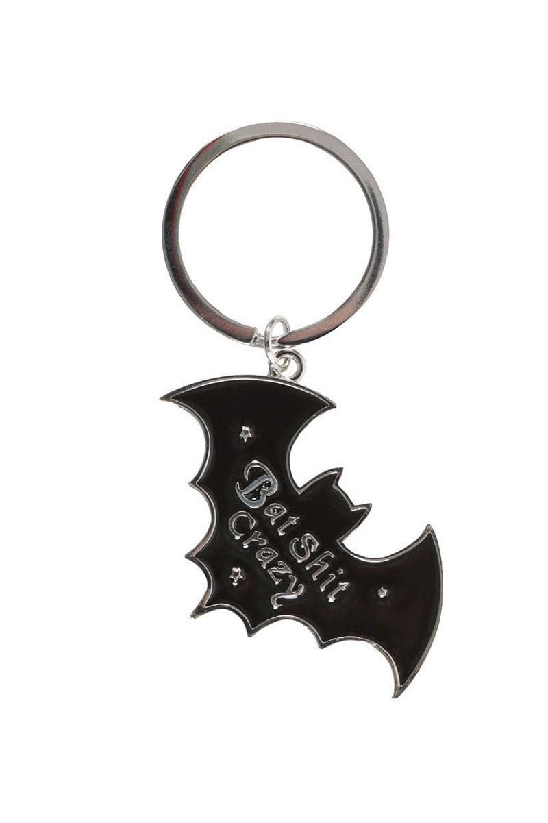 Bat-Shaped Bat Shit Crazy Keyring
