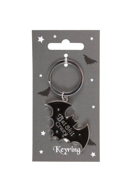 Bat-Shaped Bat Shit Crazy Keyring