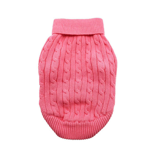 Doggie Design - Combed Cotton Cable Knit Dog Sweater - Candy Pink