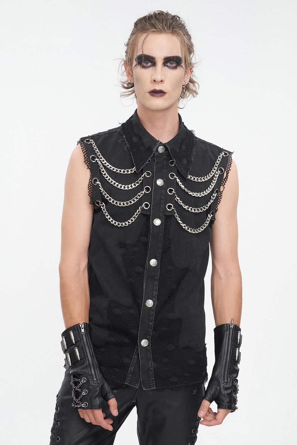 Black Flame Distressed Vest