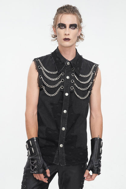 Black Flame Distressed Vest