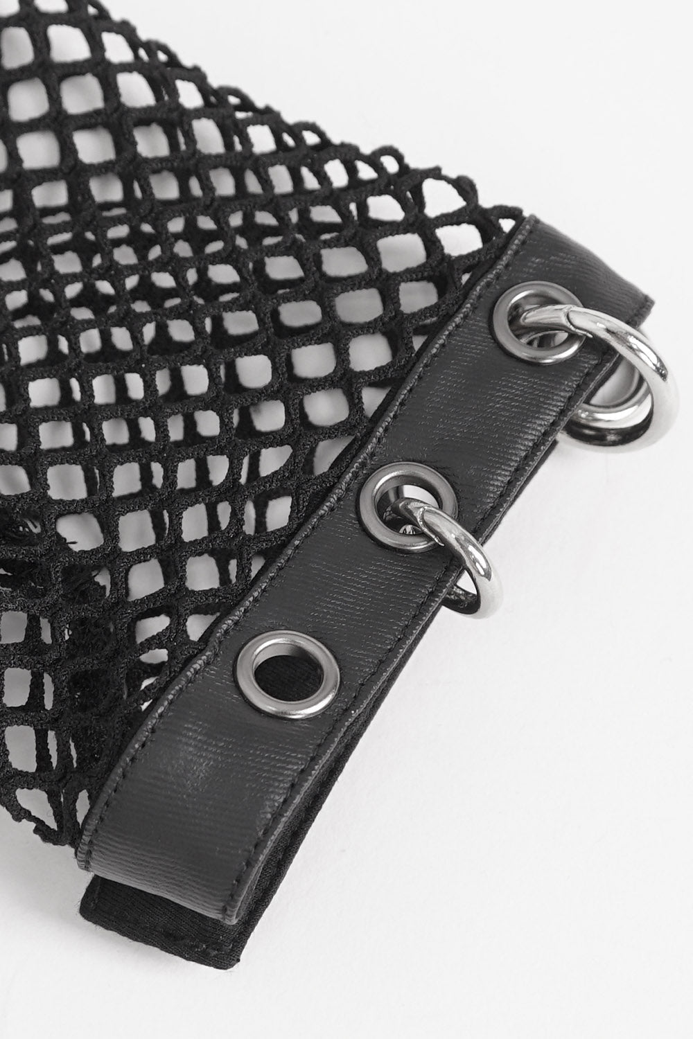Black Metal Pierced Fishnet Top