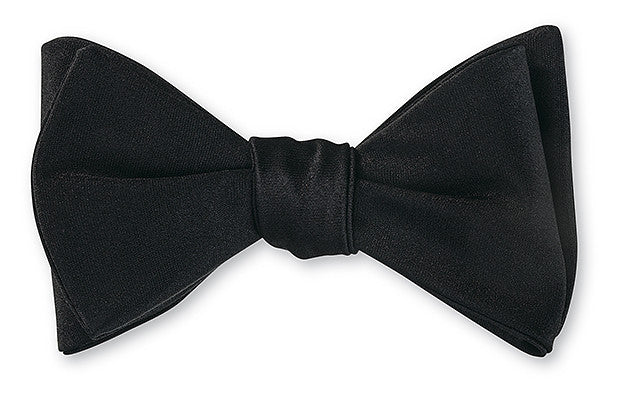 Black Silk Satin Bow Tie