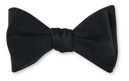 Black Silk Satin Bow Tie