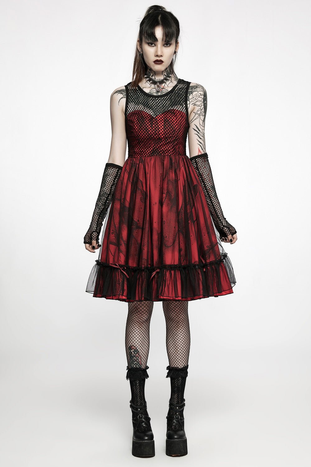 Bleeding Baby Doll Dress Set [RED/BLACK]
