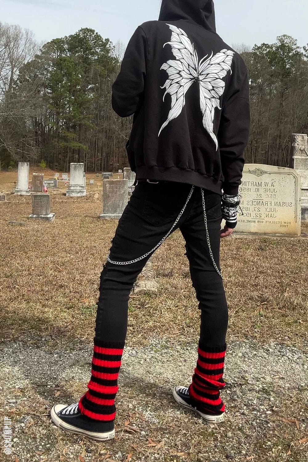 Bloodthirst Striped Leg Warmers [BLACK/RED]
