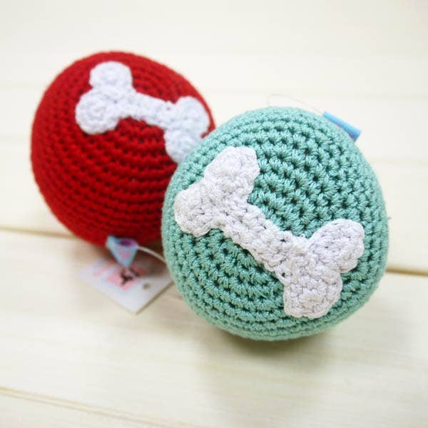 Dogo Pet - Crochet Toy - Bone Ball Blue