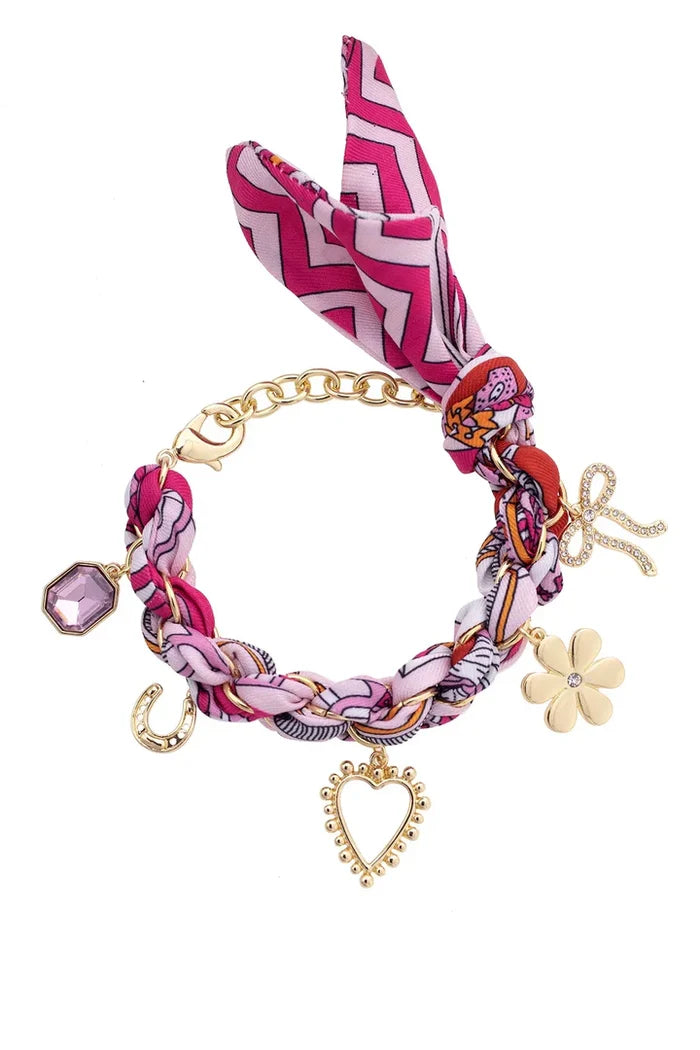 Cassie Scarf Bracelet (Fuchsia/Orange)
