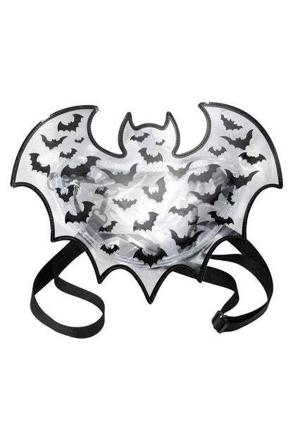 Bat Shaped Clear Vinyl Backpack Purse