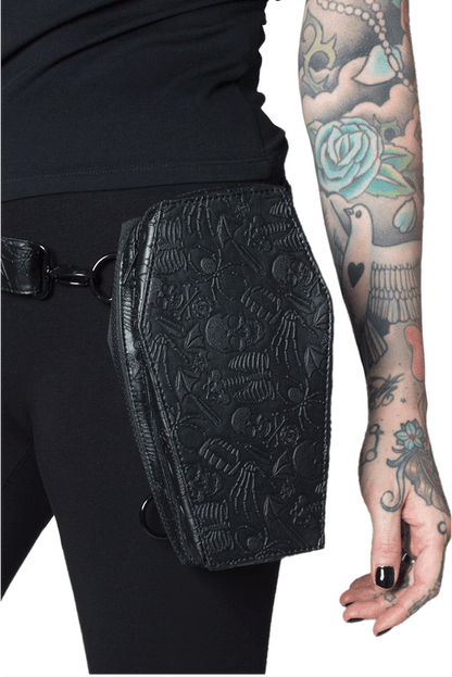 Coffin Embossed Skull Hip Pouch