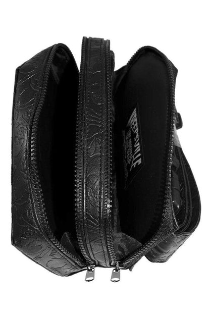 Coffin Embossed Skull Hip Pouch