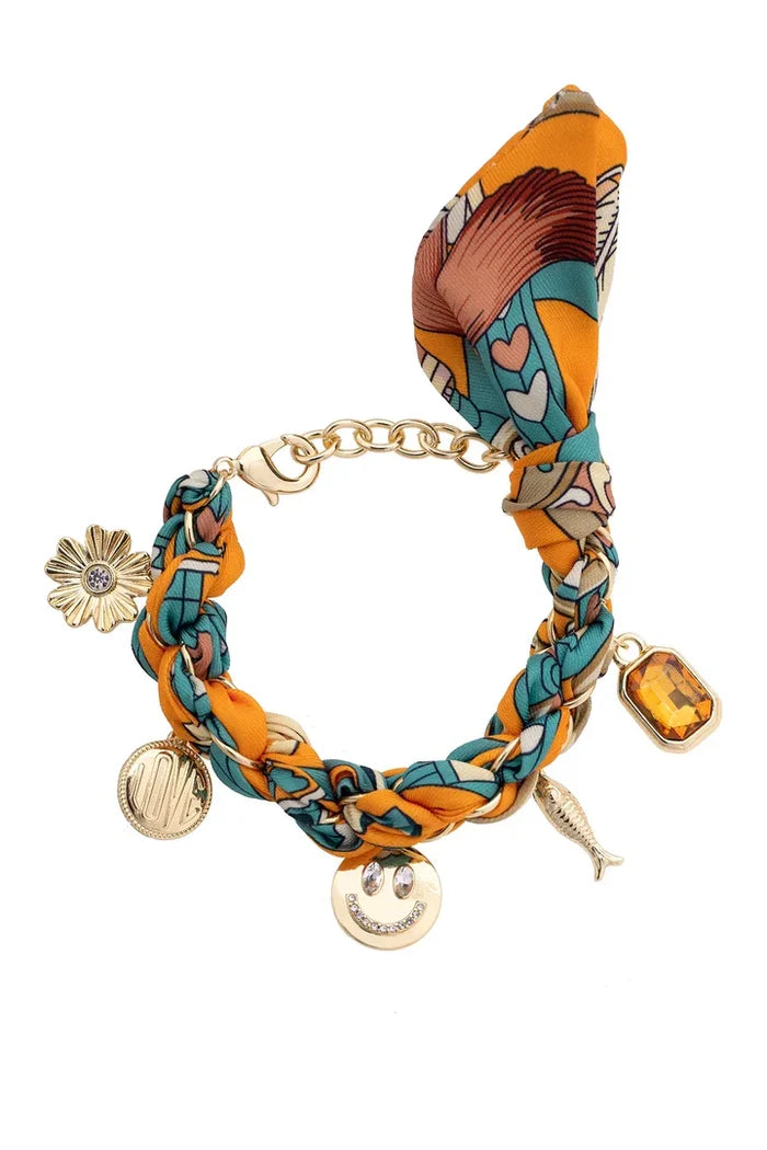 Colette Scarf Bracelet (Orange/Teal)