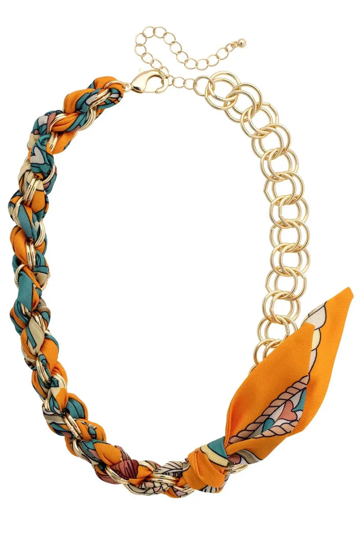 Colette Scarf Necklace (Orange/Teal)