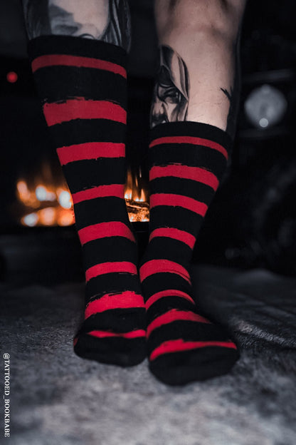 Creepy Crew Socks [Red/Black Stripes]